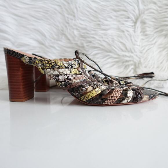 Ulla Johnson Rayna Snake-Print Leather Strappy Block Heel Sandals - Picture 4 of 13